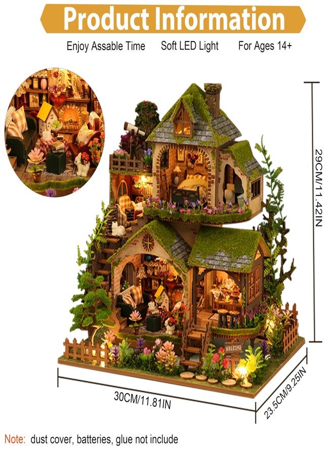 ISSEVE DIY Miniature House Kit, Tiny House Dollhouse Kit for Adults, Mini House Building Kits, Halloween Christmas Home Bookshelf Decoration, Gifts for Family and Friends (Forest Adventure) - Image 2